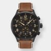 tissot chrono xl vintage quarz – schwarz 45mm braun leder
