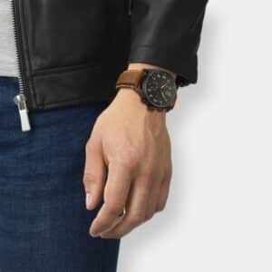 tissot chrono xl vintage quarz – schwarz 45mm braun leder