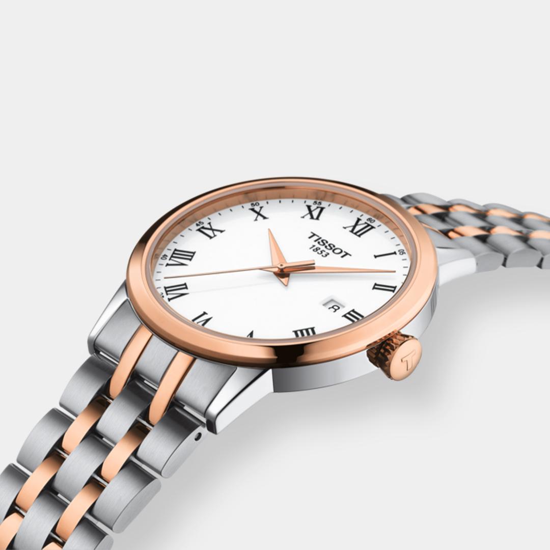 tissot classic dream quarz – weiss 42mm bicolor edelstahl