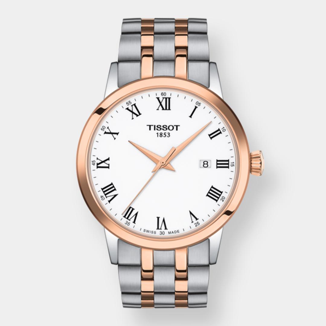 tissot classic dream quarz – weiss 42mm bicolor edelstahl