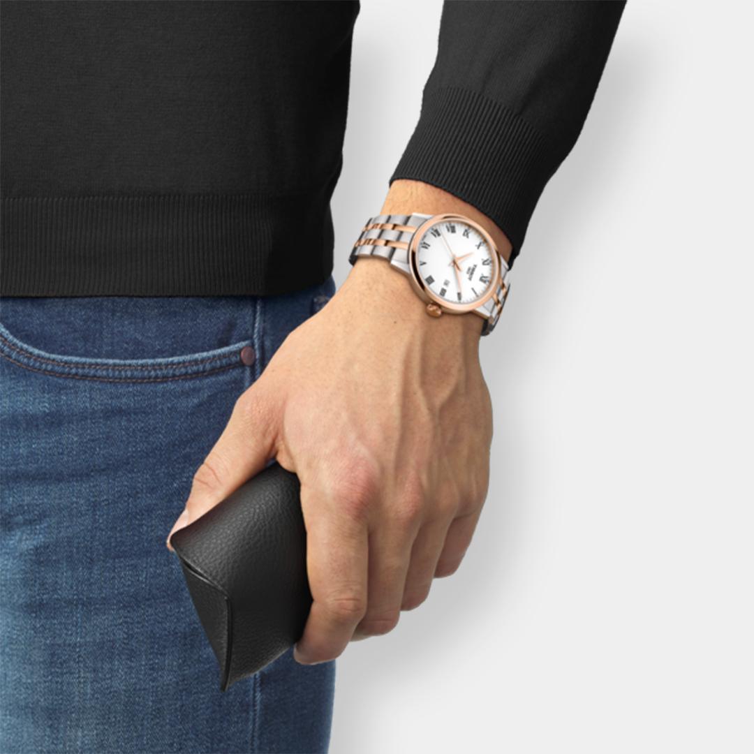 tissot classic dream quarz – weiss 42mm bicolor edelstahl