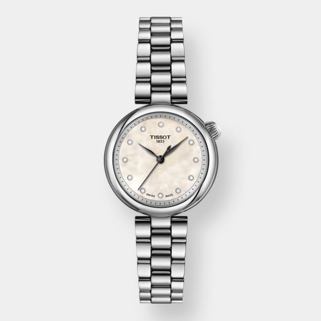 tissot desir diamonds quarz – perlmutt 28mm silber edelstahl