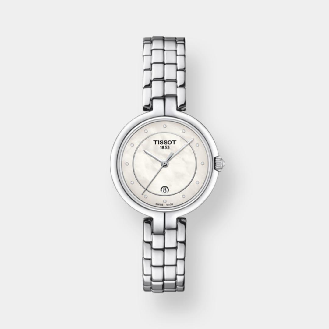 tissot flamingo diamonds quarz – silber 30mm edelstahl