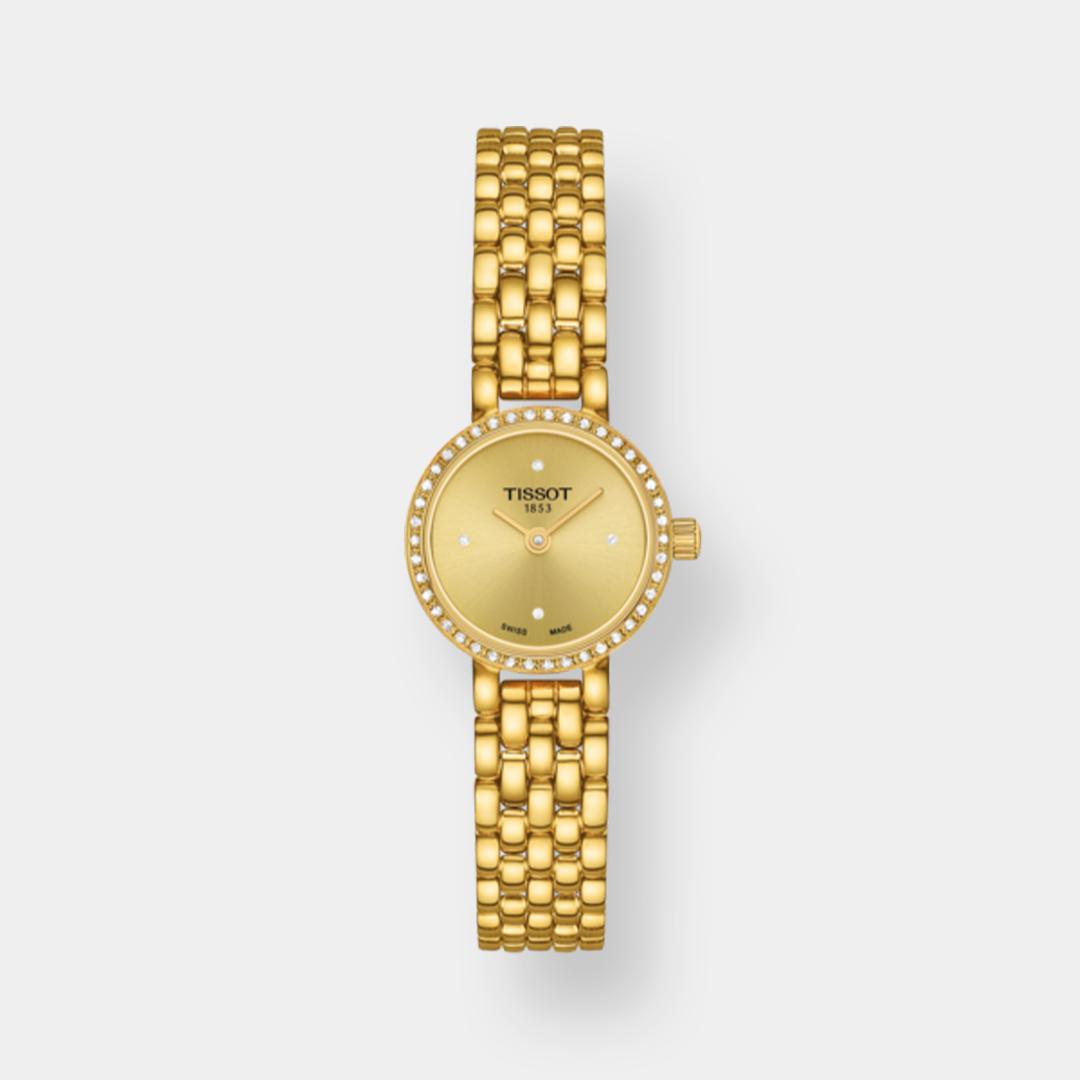 tissot lovely round quarz – gold perlmutt 20mm diamanten
