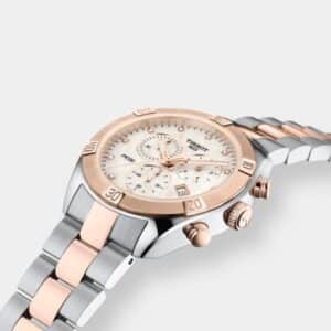 tissot pr 100 chronograph – perlmutt 38mm bicolor edelstahl