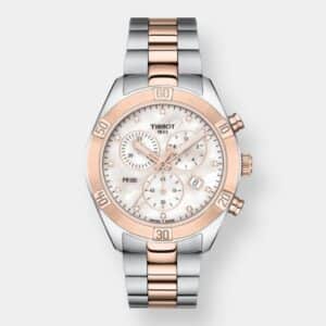 tissot pr 100 chronograph – perlmutt 38mm bicolor edelstahl
