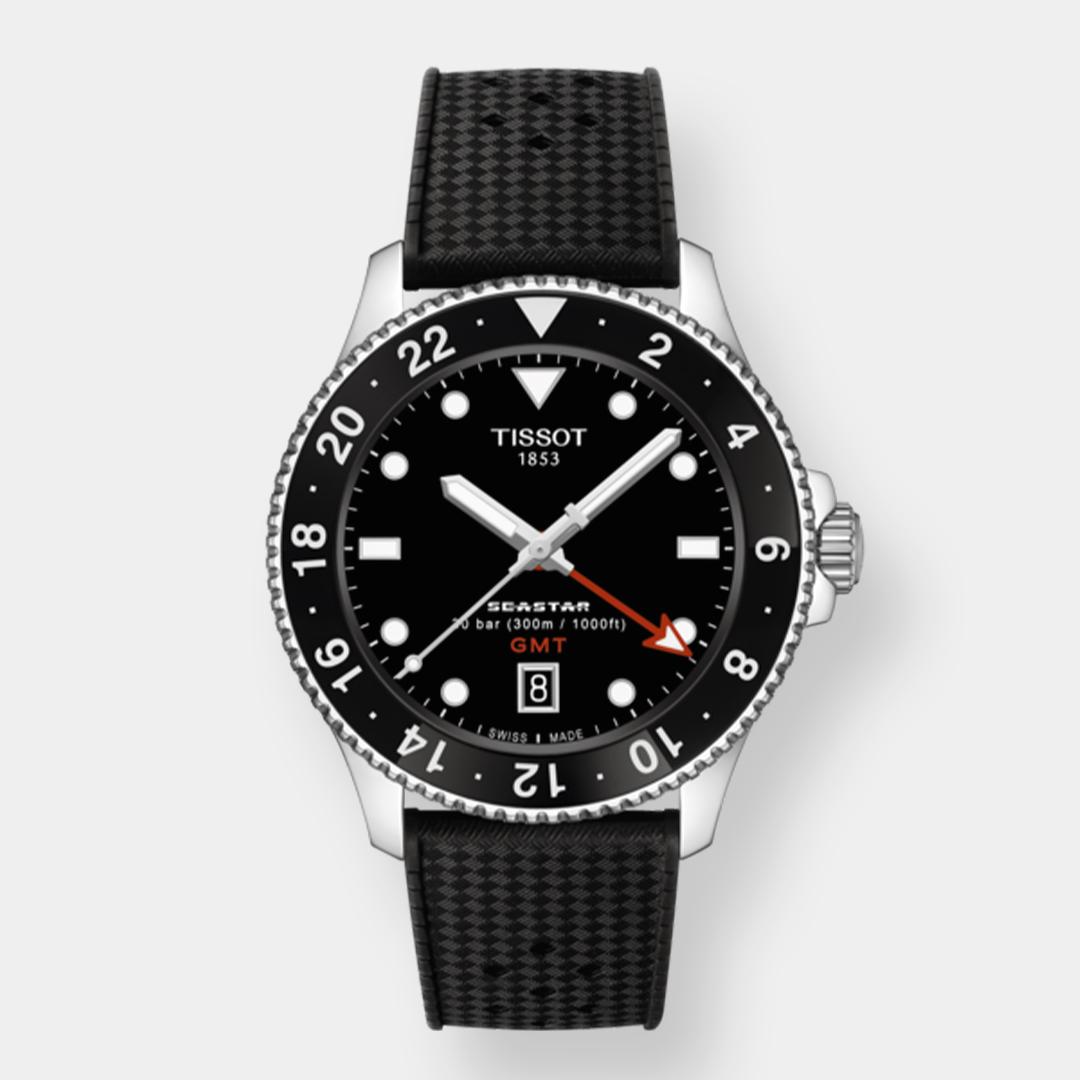 tissot seastar 1000 gmt quarz – schwarz 40mm kautschuk