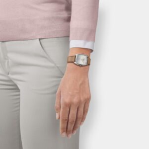 tissot stylist quarz – silber 32mm beige leder