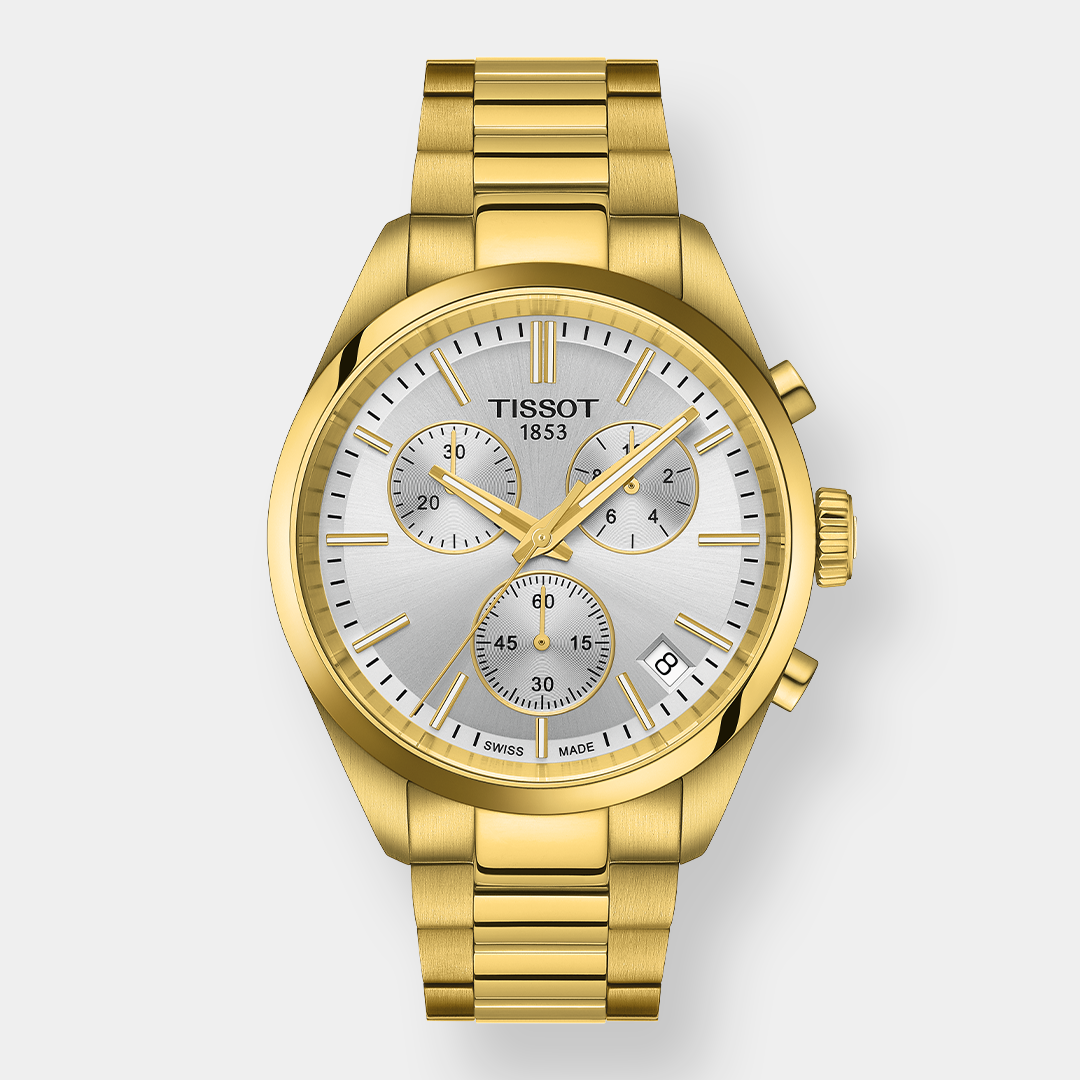 Tissot PR 100 Chronograph Quarz – Silber 40mm Gold Edelstahl
