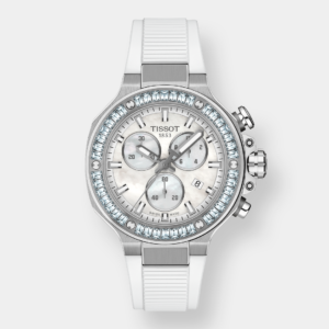 Tissot T-Race Chronograph – Weiß Perlmutt 38mm Silikon