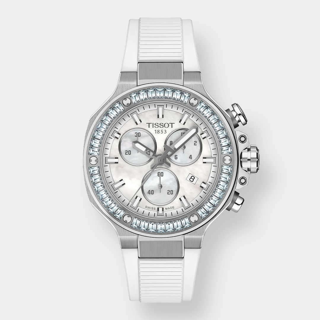 Tissot T-Race Chronograph – Weiß Perlmutt 38mm Silikon
