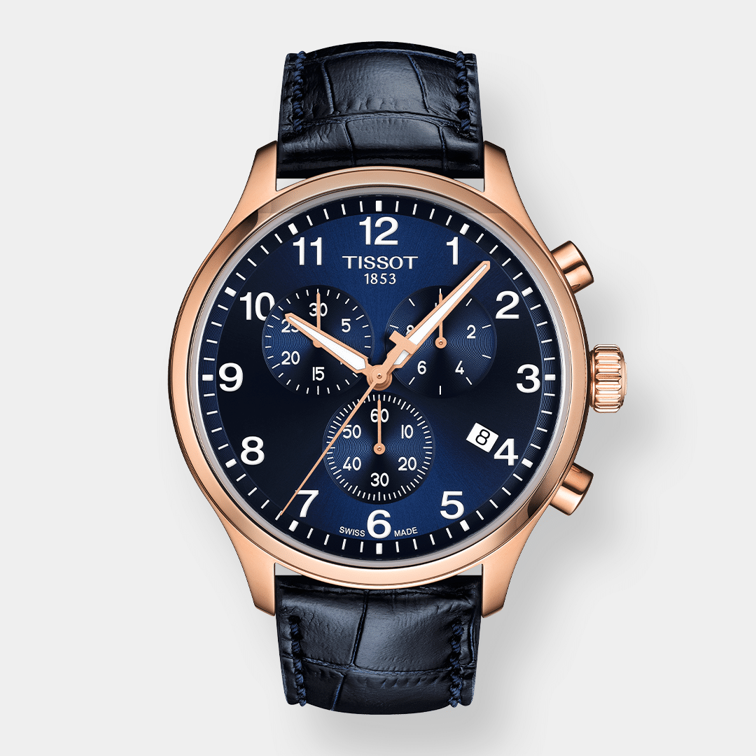 tissot chrono xl classic quarz – blau 45mm rosé pvd