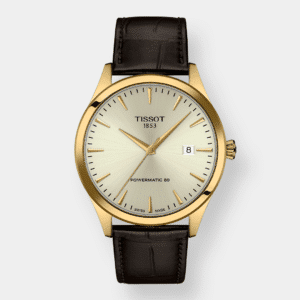 tissot classic dream powermatic 80 – beige 40mm leder