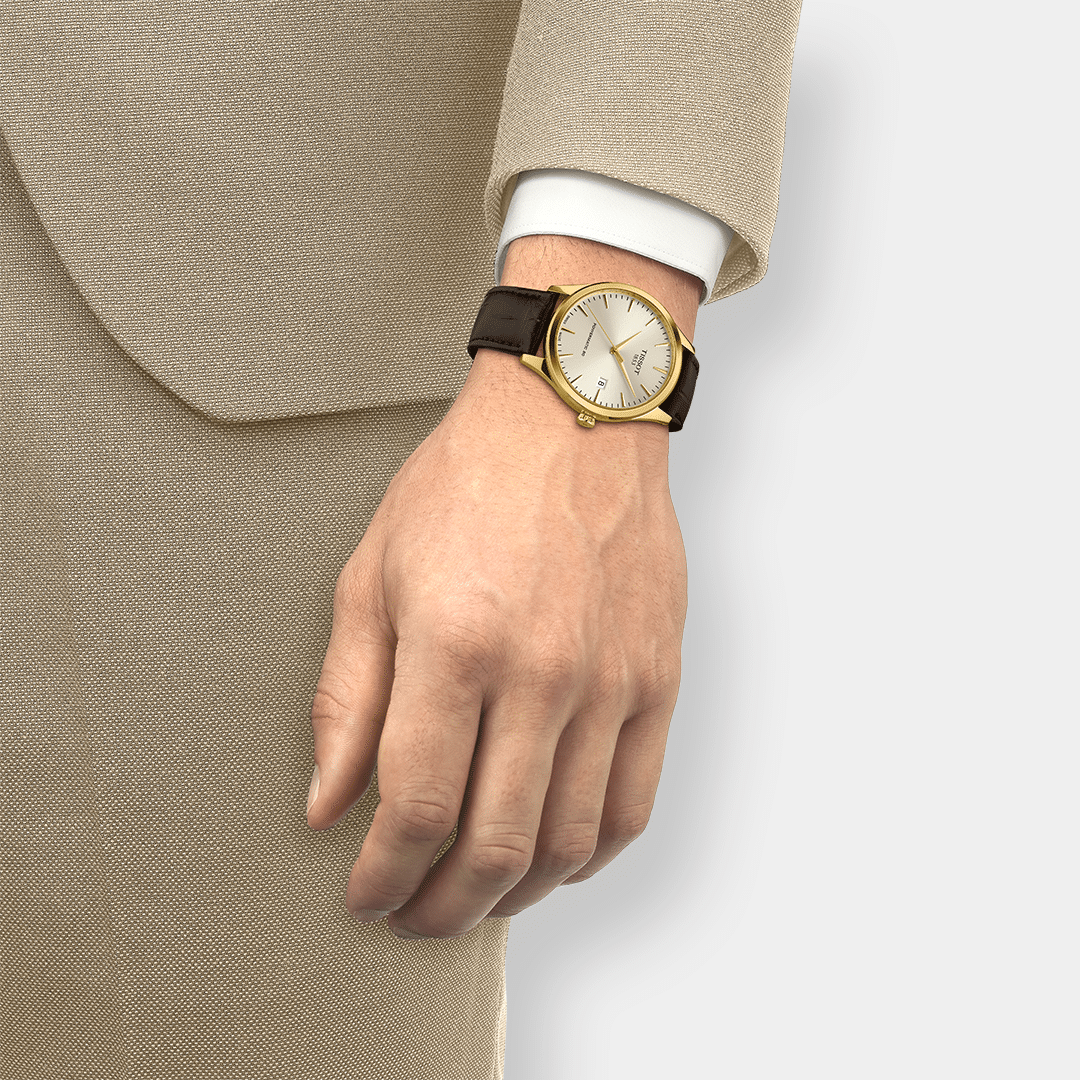 tissot classic dream powermatic 80 – beige 40mm leder