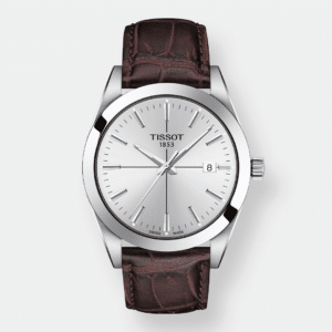 tissot gentleman quarz – silber 40mm leder braun