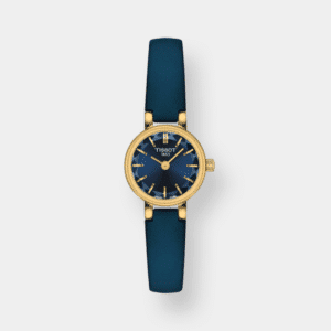 tissot lovely round quarz – blau gold 19.5mm leder