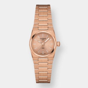 tissot prx 25 quarz – rosé 25mm diamanten