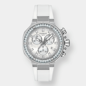 tissot t race chronograph – weiß perlmutt 38mm silikon