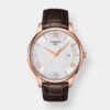 tissot tradition quarz – silber 42mm rosé leder pvd