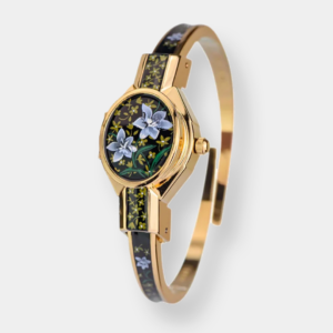 André Mouche Florali Quarz - Schwarz 22mm Gold
