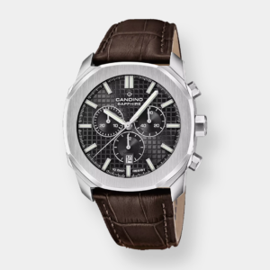 Candino Chronos Guilloché Quarz – Schwarz 44mm Leder