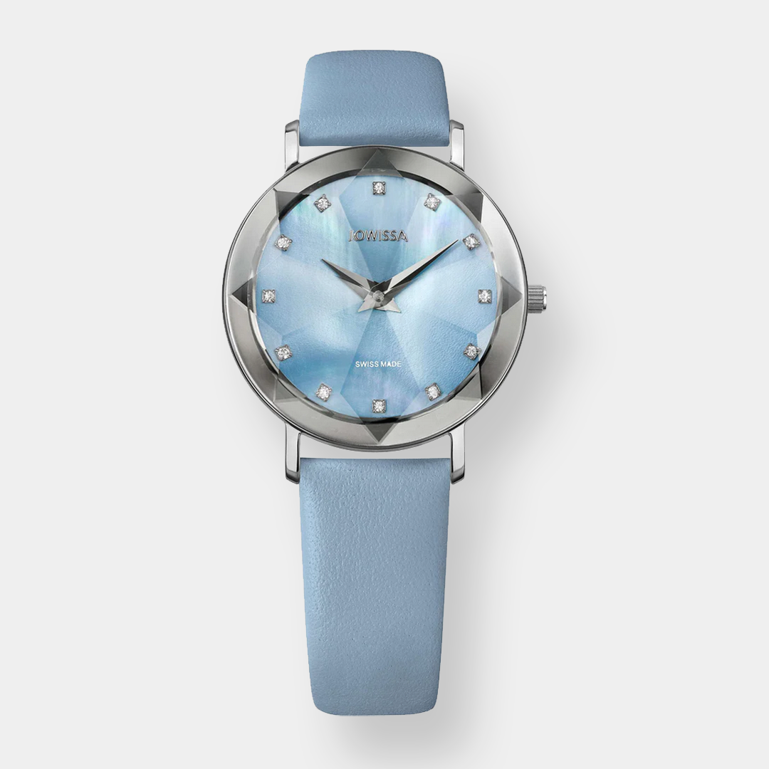 Jowissa . Facet Quarz – Hellblau 30mm Leder