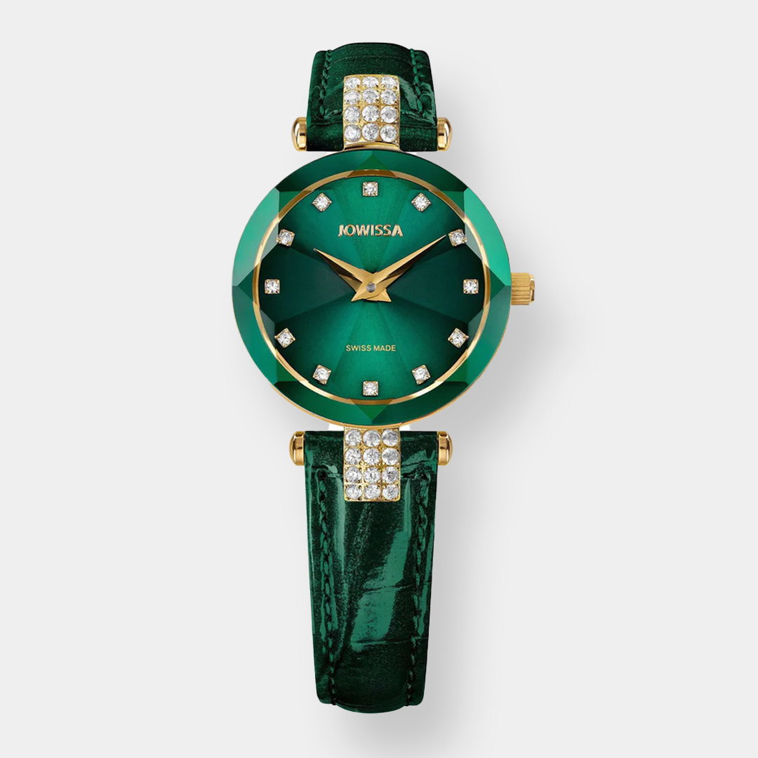 Jowissa . Facet Strass Quarz – Grün 25mm Gold PVD