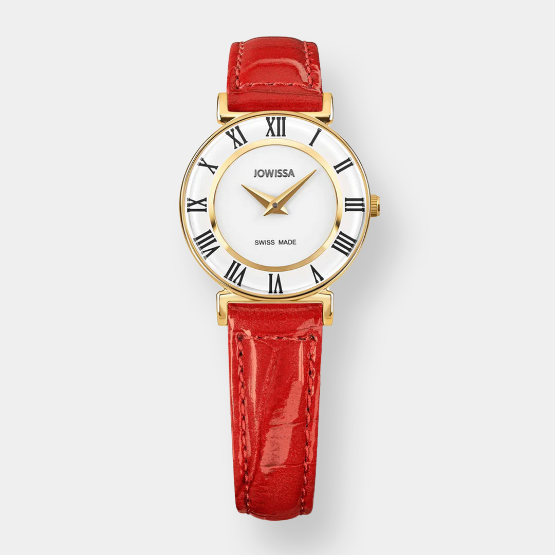 Jowissa . Roma Colori Quarz – Weiß 25mm Rot Leder