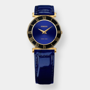 Jowissa . Roma Quarz – Gold 30mm Blau Leder