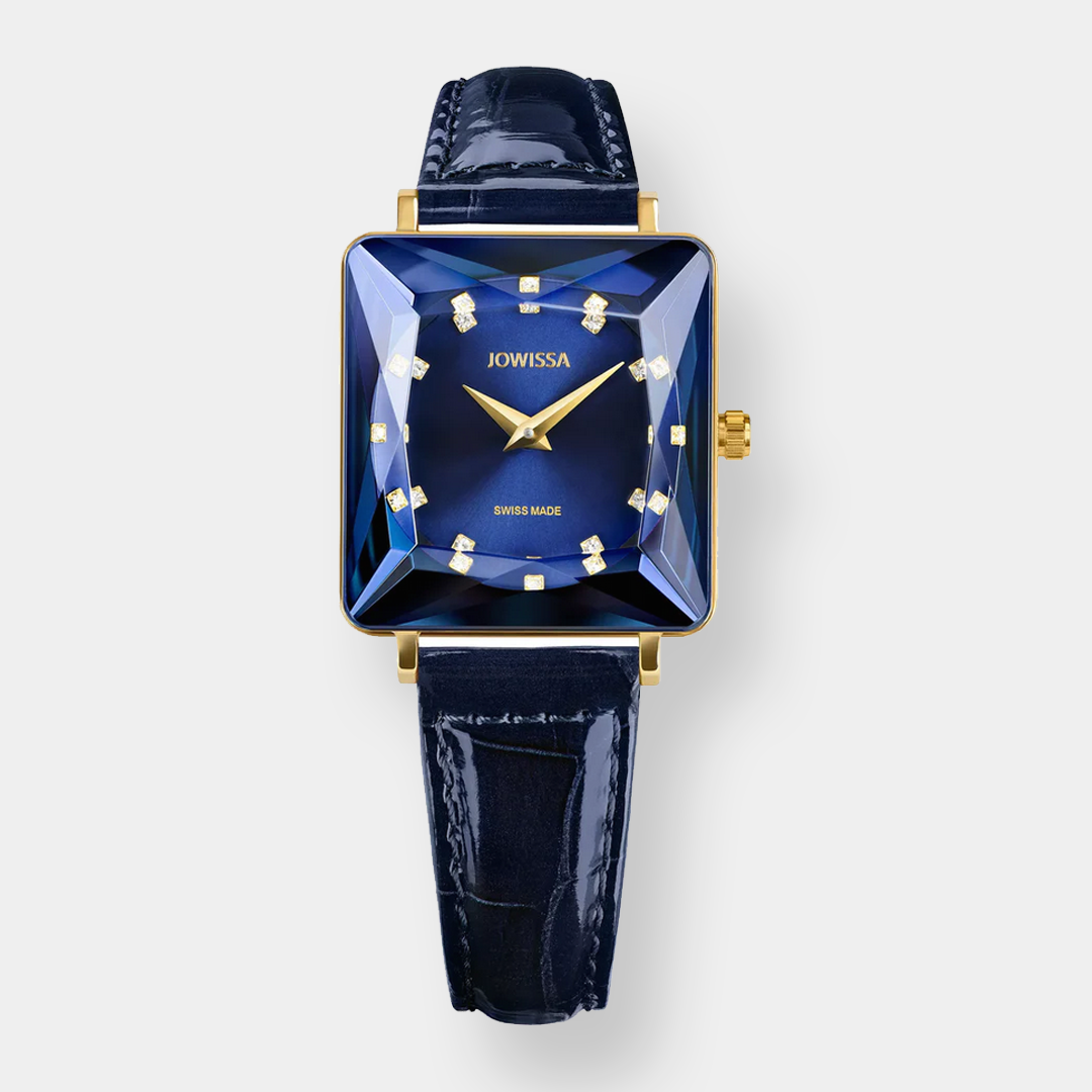 Jowissa . Facet Princess Quarz – Blau 25mm Gold Edelstahl