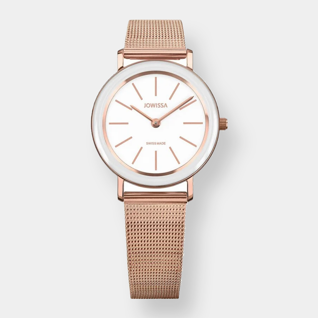 Jowissa . Alto Quarz – Weiß 30.5mm Rosé Edelstahl