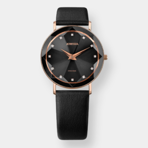 Jowissa . Facet Quarz – Schwarz 35mm Rosé Gold PVD