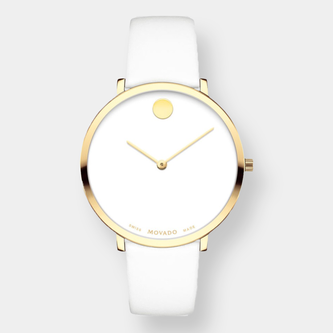 Movado Museum 70th Anniversary Quarz – Weiß 35mm Gold PVD