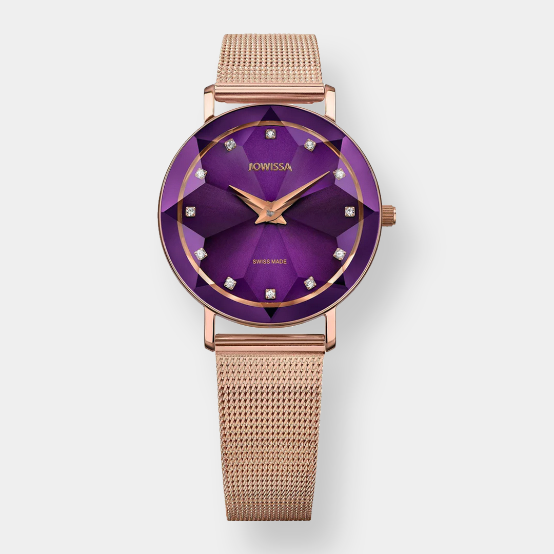 Jowissa . Facet Quarz – Lila 30mm Rosé Gold Edelstahl