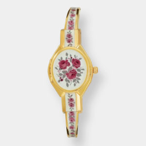 André Mouche Rose Quarz - Gold 22mm Edelstahl