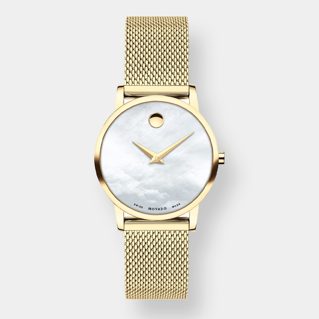 Movado Museum Classic Quarz – Perlmutt 28mm Gold PVD
