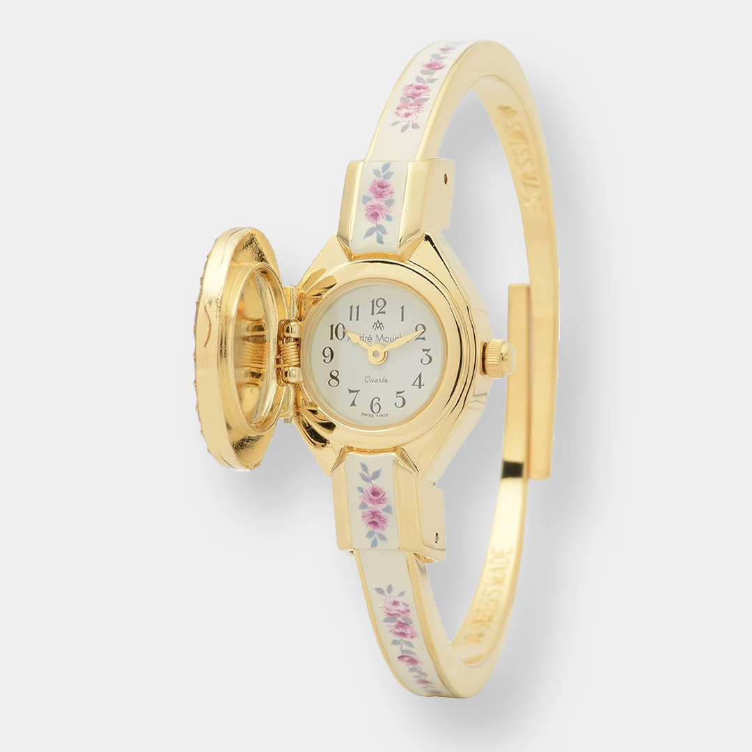 Andre Mouche Rose Crystal Quarz - Gold 22mm Edelstahl – Bild 2