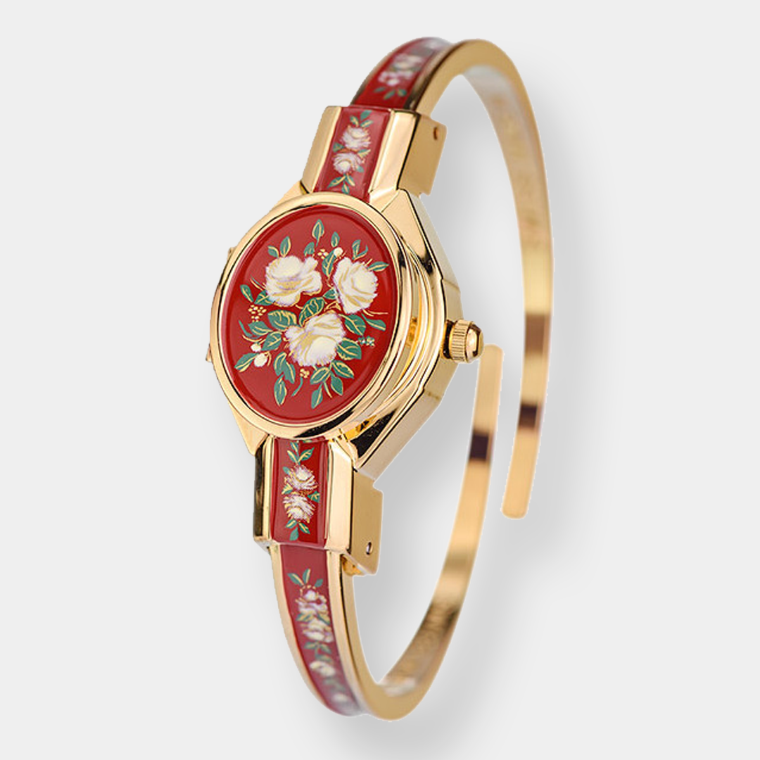 André Mouche Rose Gold Quarz - Rot 22mm Edelstahl