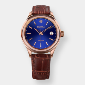 Jowissa . Tiro Quarz – Blau 38mm Roségold Leder