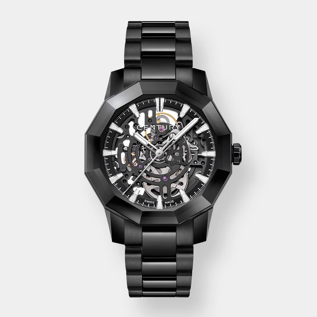 Century . PRIME TIME Skeleton – Schwarz 38.5mm Edelstahl