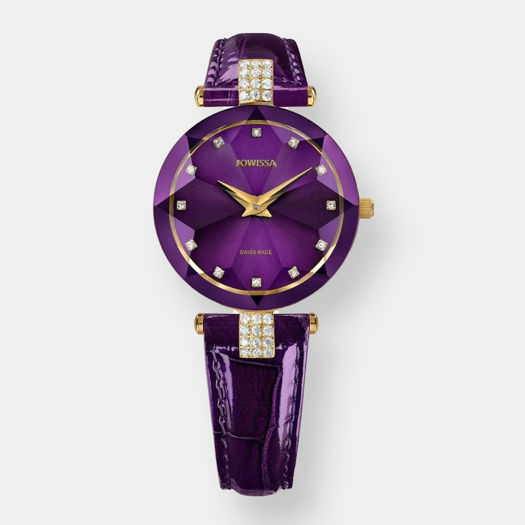 Jowissa . Facet Strass Quarz – Lila 29.5mm Gold PVD
