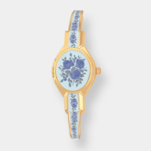 André Mouche Rose Gold Quarz - Weiß Blau 22mm Edelstahl