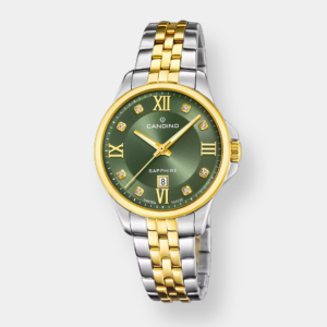 Candino Lady Elegance Quarz – Grün 34mm Bicolor Edelstahl