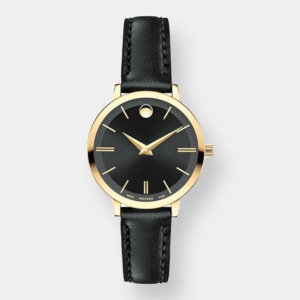 Movado Ultra Slim Quarz – Schwarz 28mm Gold PVD