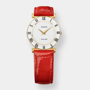 Jowissa . Roma Colori Quarz – Weiß 31mm Rot Leder