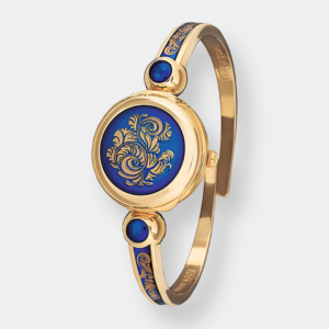 André Mouche Alambra Quarz - Gold Blau 25mm Edelstahl