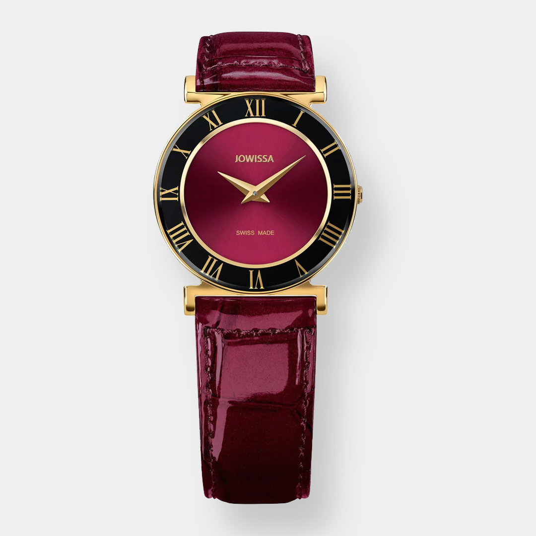 Jowissa . Roma Quarz – Bordeaux 31mm Gold PVD