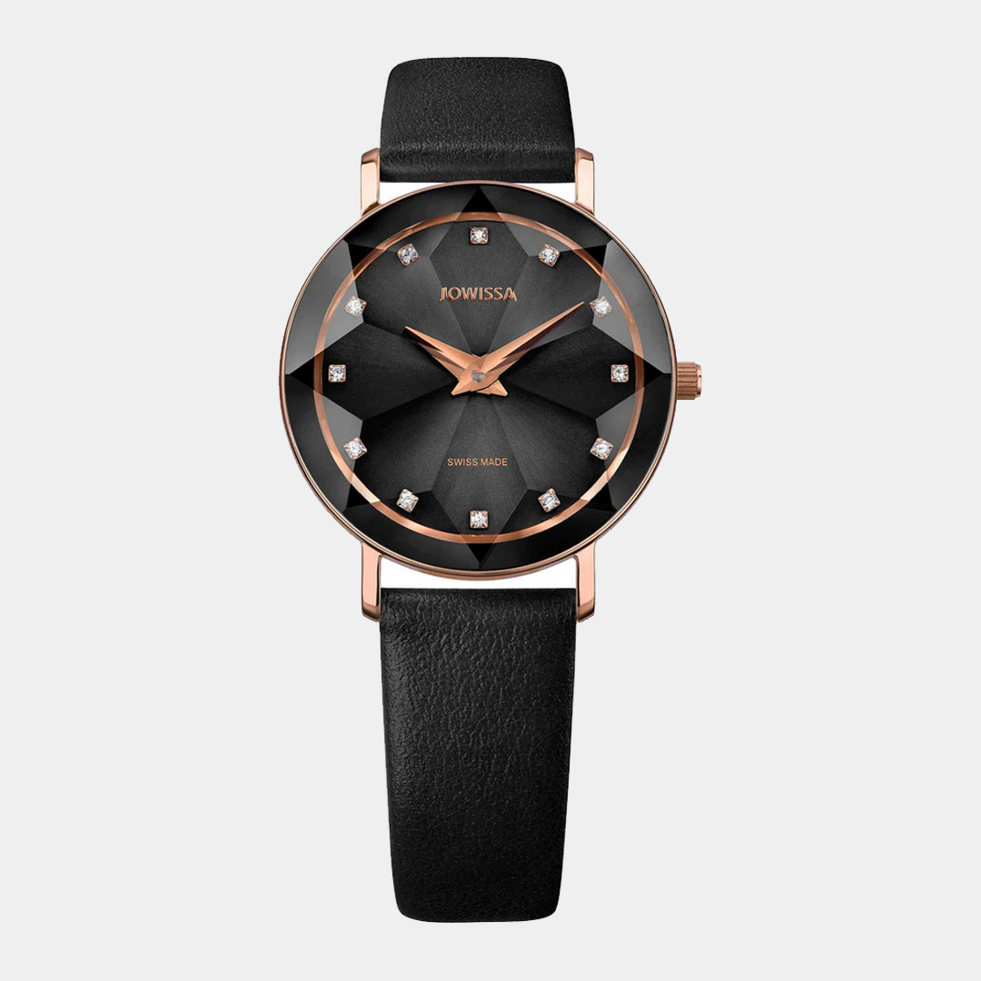 Jowissa . Facet Quarz – Schwarz 30mm Rosé Gold PVD