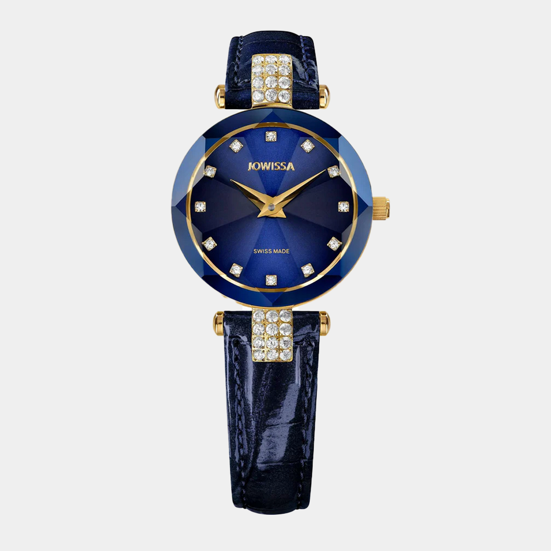Jowissa . Facet Strass Quarz – Blau 25mm Leder