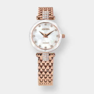 Jowissa . Facet Strass Quarz – Weiß 25mm Rosé Edelstahl